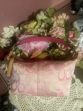 Coach Pink Signature Jacquard Shoulder Bag